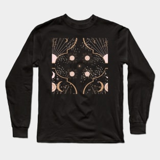 Celestial pattern in gold and pink Long Sleeve T-Shirt